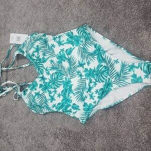 Hurley Womens 1-Piece Bathing Suit Green and White - Size Large